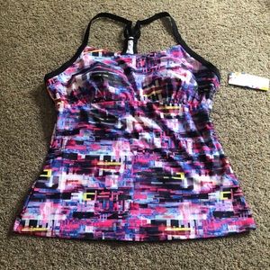 NWT Fashion World tankini top round neck swimsuit size  L